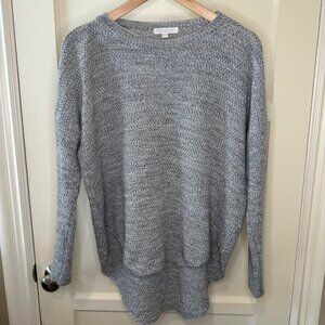 Don’t Ask Why - Light Weight High/Low Knit Sweater, Light Grey, One Size.